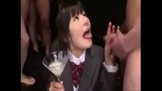 Asian Bukakke – 50 cumshots in a cup