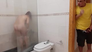 Horny step son caught his step mom in the shower all naked