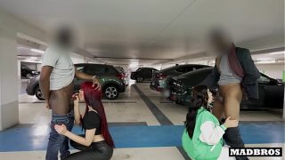 Two big ass Latina roommates fucked by two black guys in a public parking lot xxx