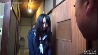 Uncensored Horny old japanese guy fucks hot girlfriend and teaches her daughter